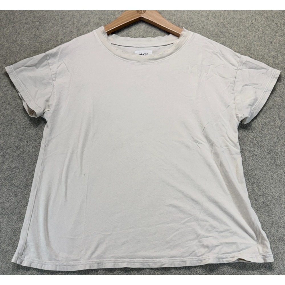Mate Womens T-Shirt Top White Crew Neck Short Sleeve Soft Everyday Comfort XS